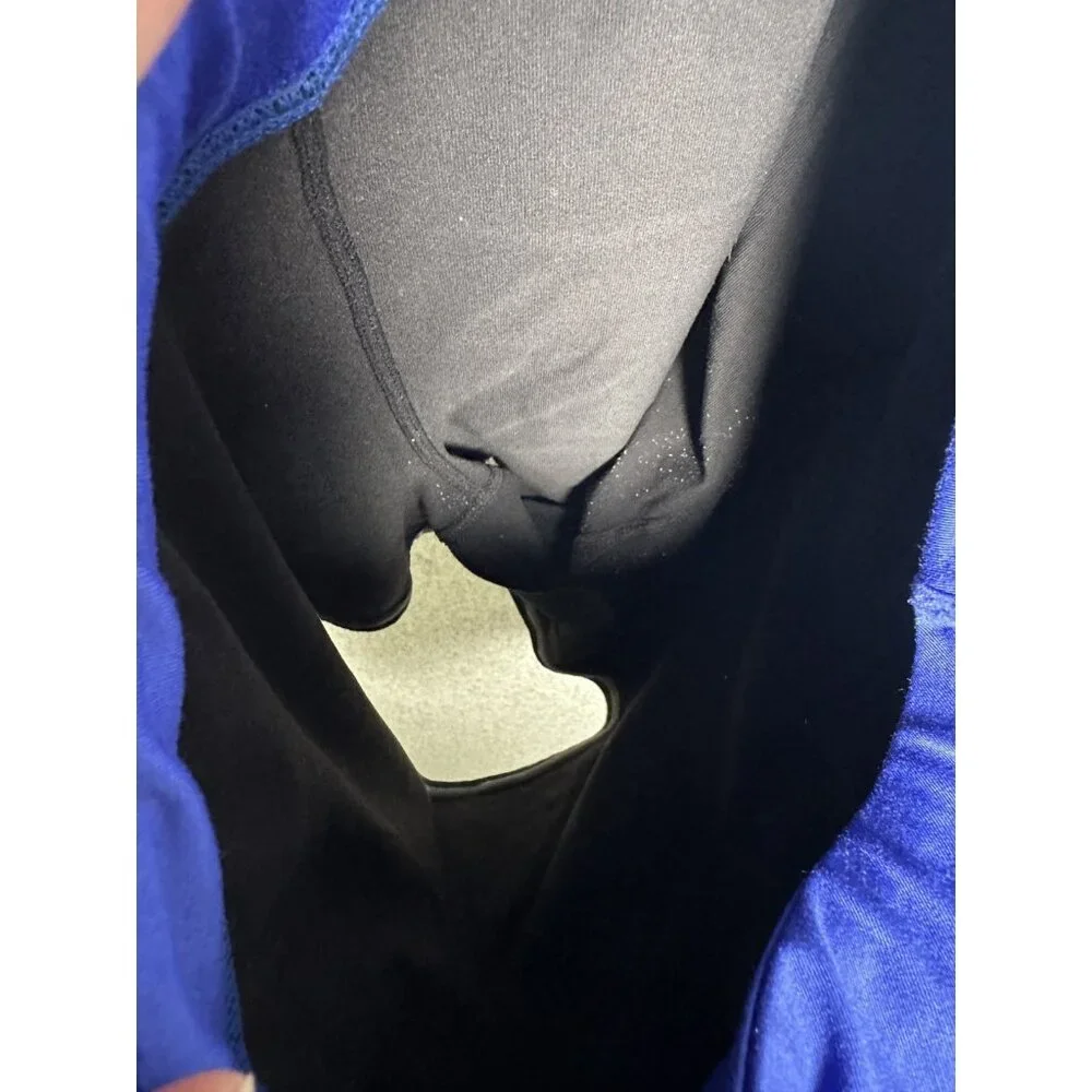 Athleta Medium Womens Running Shorts Biker Blue Black Gym Elastic Pull On - Picture 13 of 16